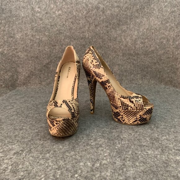 ZIGI New York Women's Snakeprint Heel Peep Toe Shoes - Picture 1 of 11